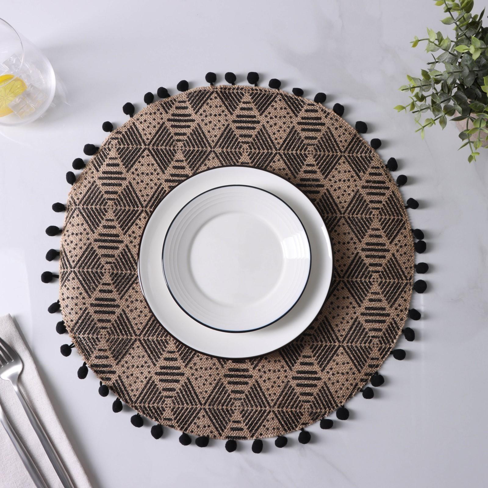 Салфетка сервировочная на стол «Сафари», d=38 см, цвет чёрный