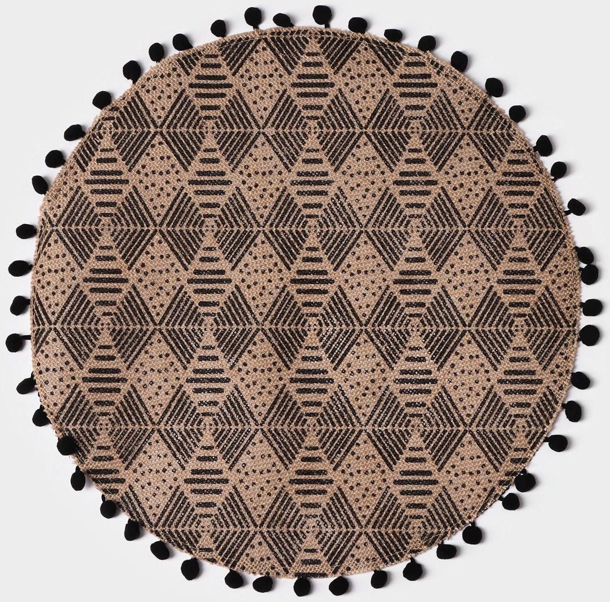 Салфетка сервировочная на стол «Сафари», d=38 см, цвет чёрный