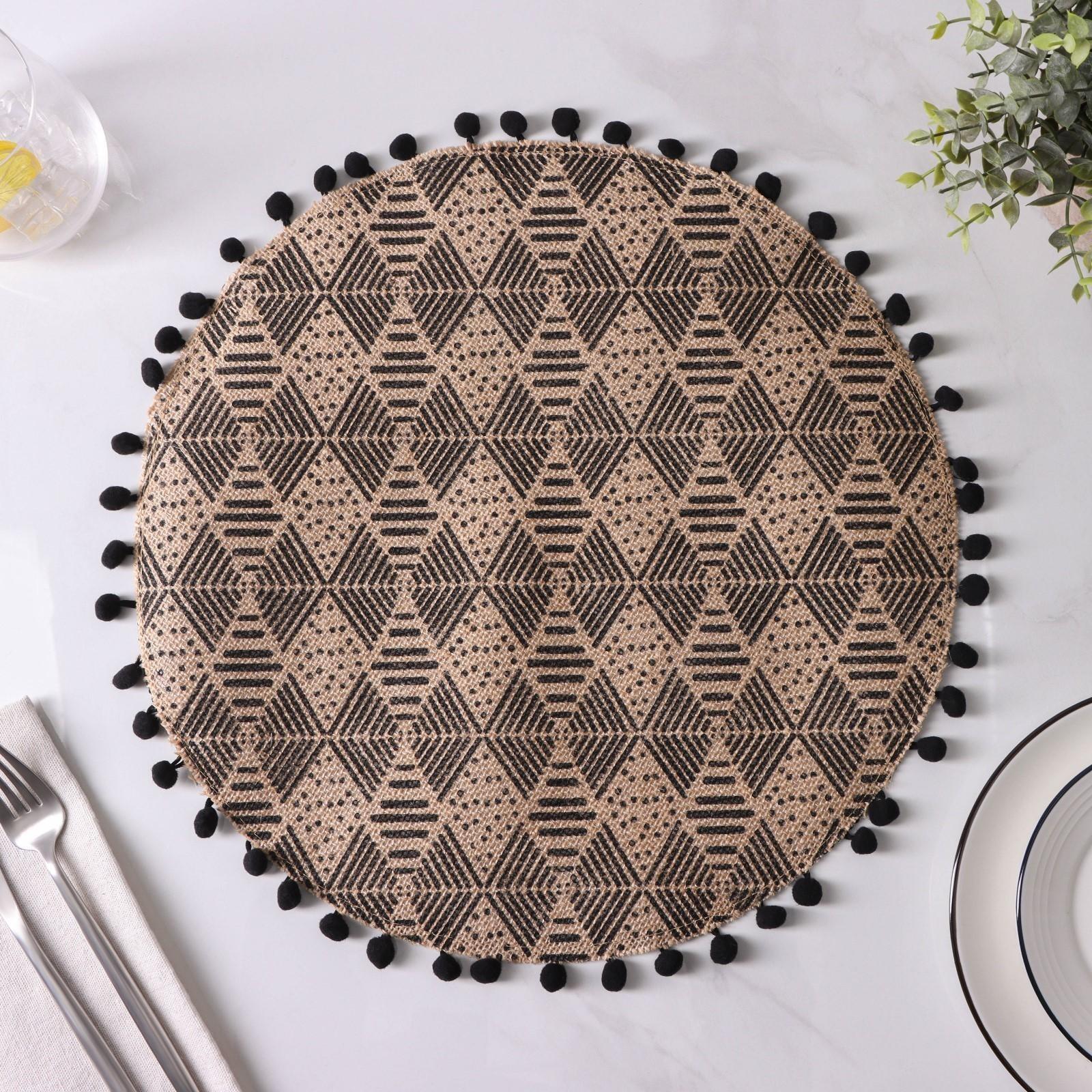 Салфетка сервировочная на стол «Сафари», d=38 см, цвет чёрный