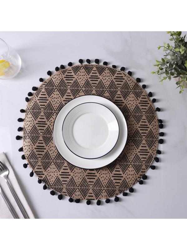 Салфетка сервировочная на стол «Сафари», d=38 см, цвет чёрный