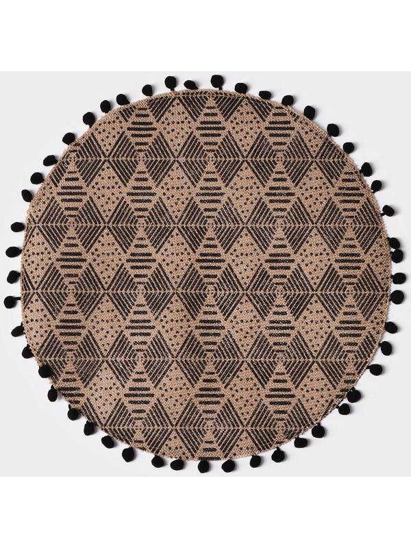 Салфетка сервировочная на стол «Сафари», d=38 см, цвет чёрный