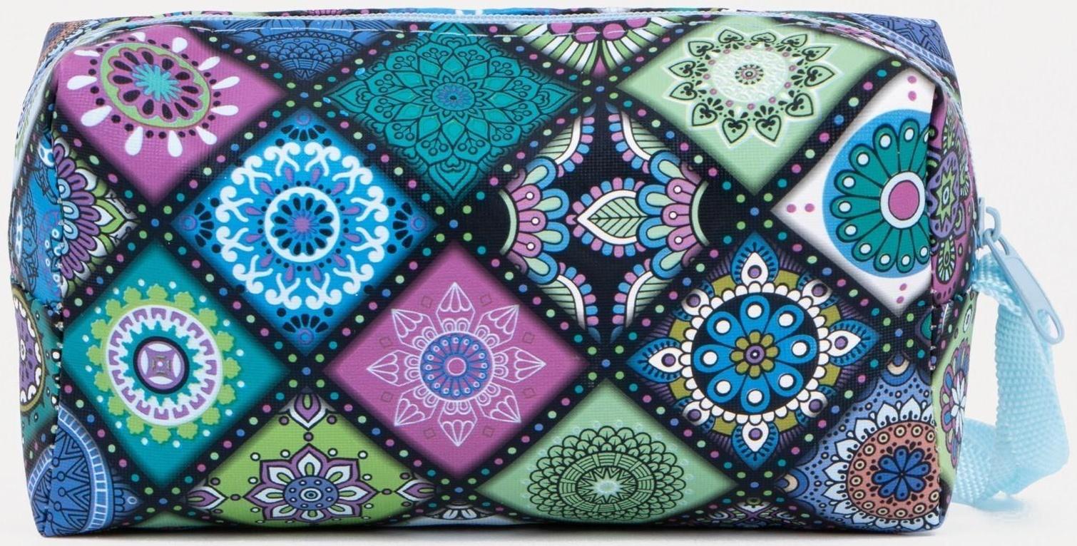 Косметичка на молнии, цвет синий/разноцветный