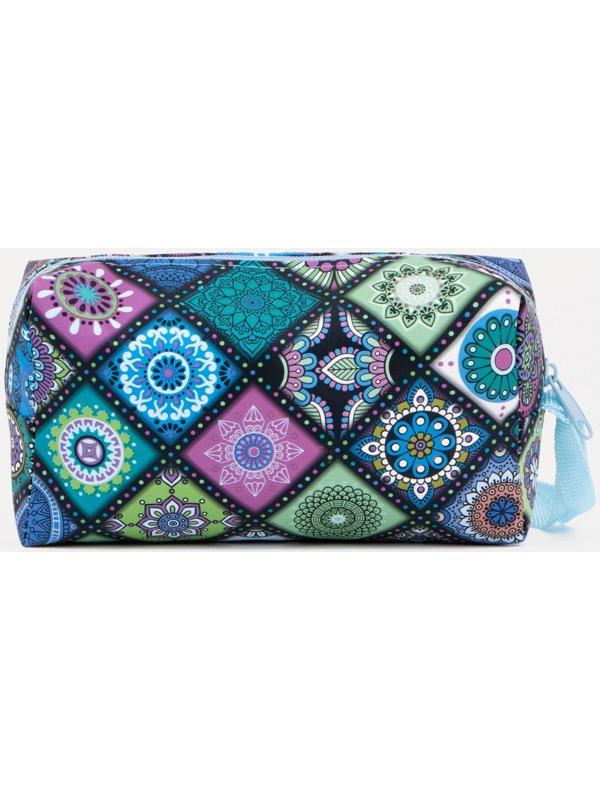 Косметичка на молнии, цвет синий/разноцветный