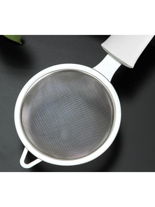 Сито с ручкой Доляна «Сливки», d=9 см, цвет белый