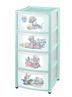 Комод детский на колесах с аппликацией ME TO YOU 4 ящика, зеленый