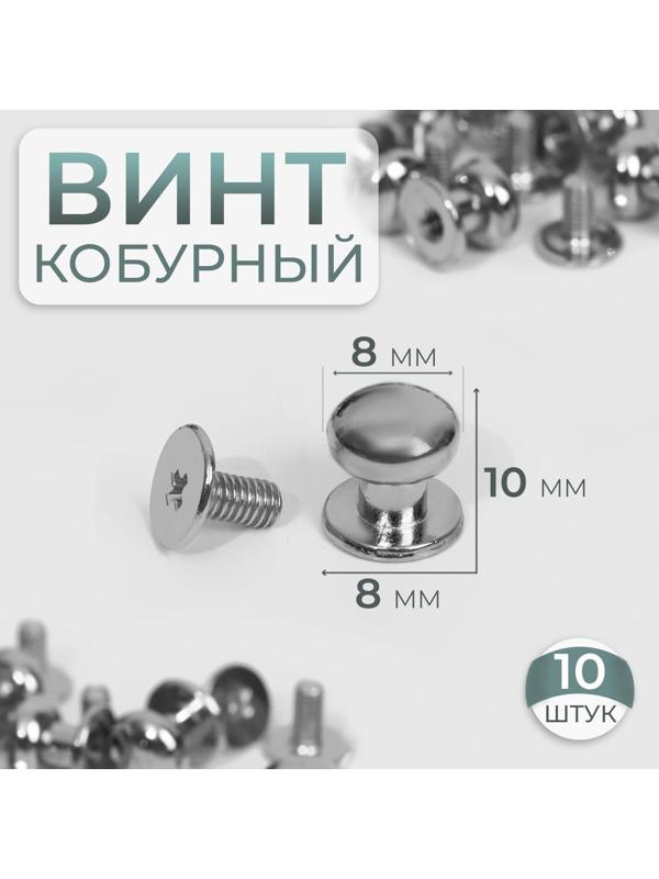 Кобурный винт d = 8/8 × 10 мм, 10 шт, цвет серебряный