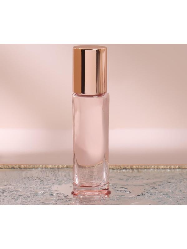 Флакон стеклянный для парфюма, с металлическим роликом, 10 мл, цвет розовый/розовое золото