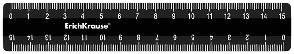 Линейка 15 см ErichKrause Classic, чёрная, во флоупаке