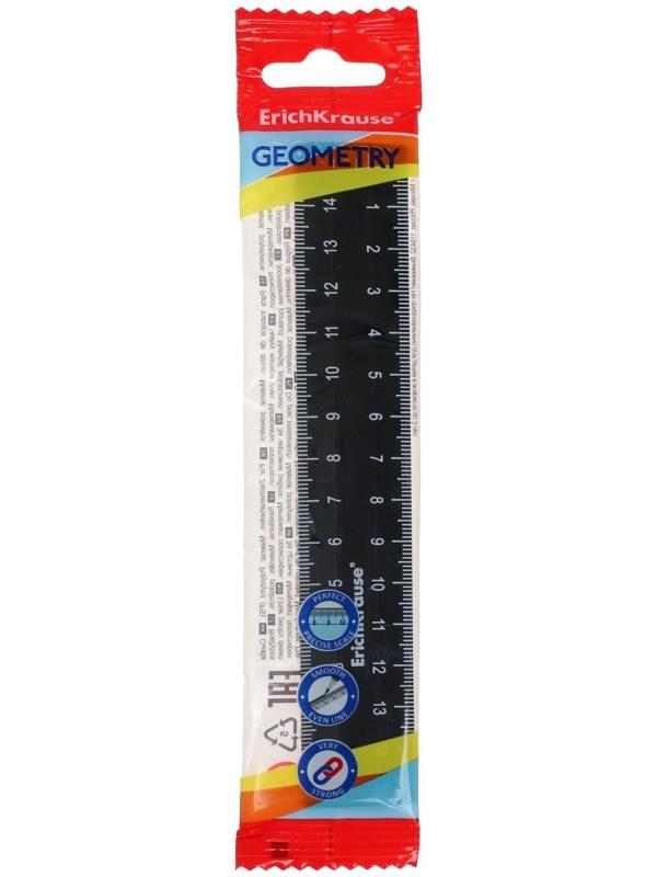 Линейка 15 см ErichKrause Classic, чёрная, во флоупаке