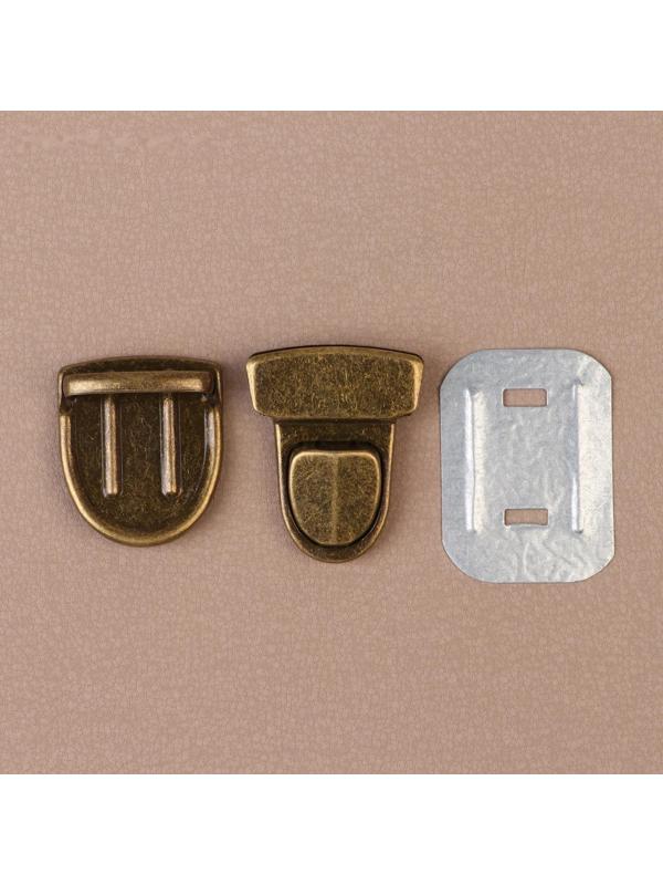 Застёжка для сумки, 4 × 3 см, цвет бронзовый