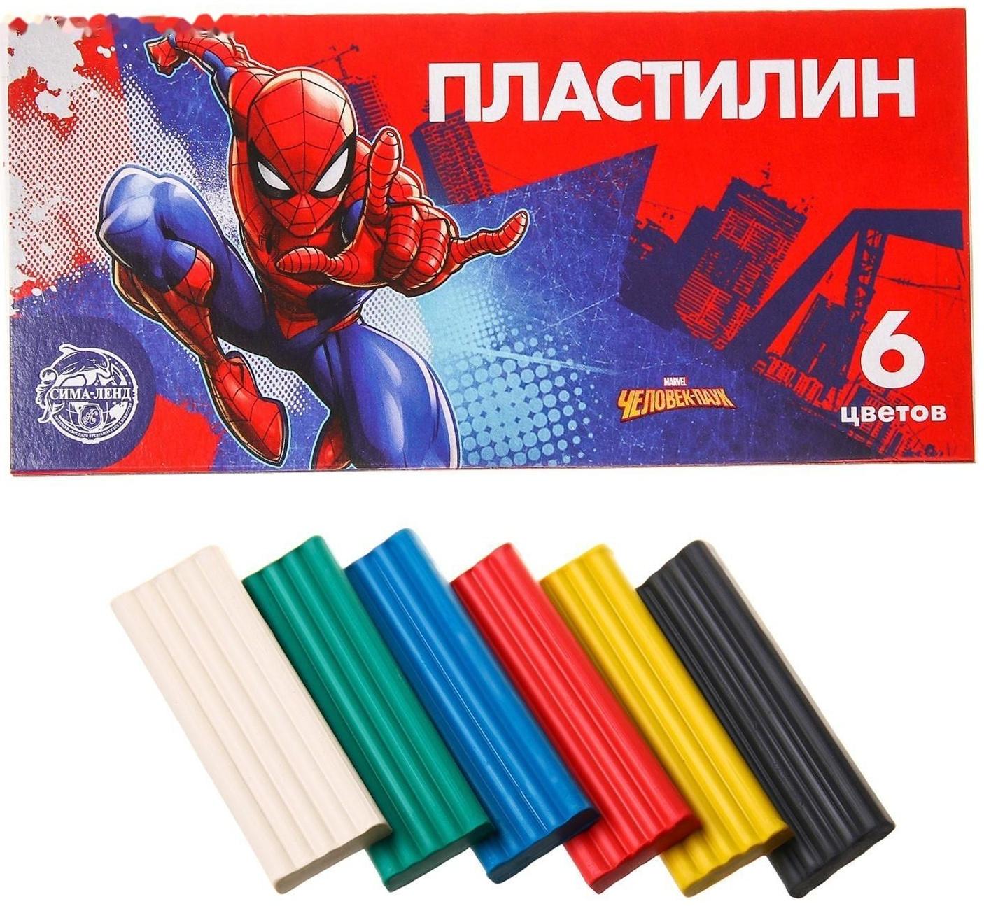 Пластилин 6 цветов 90 г «Супергерой», Человек-паук
