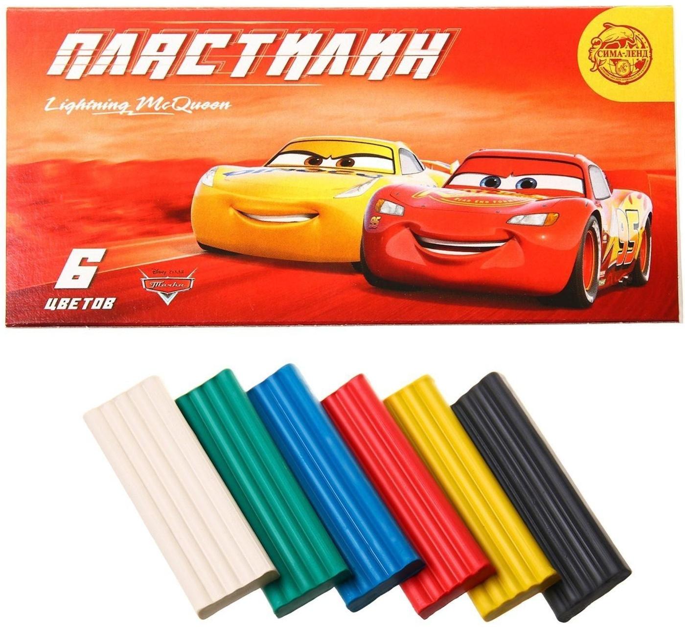 Пластилин 6 цветов 90 г «Чемпион», Тачки