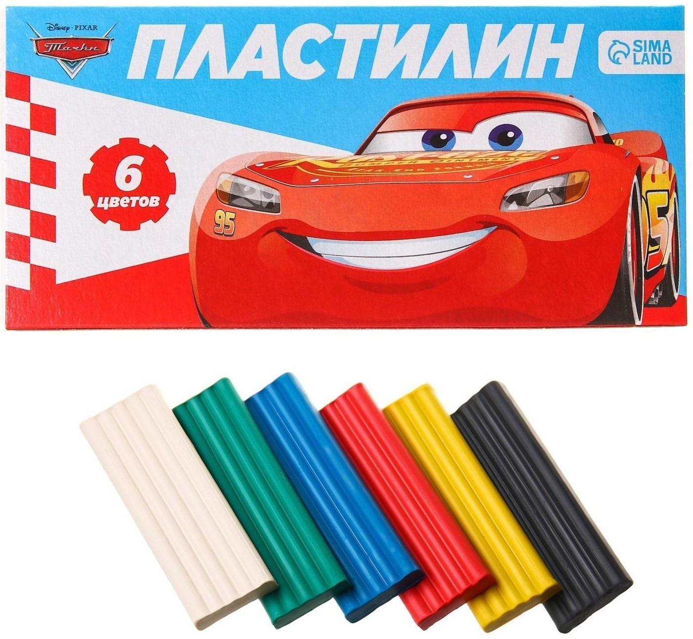 Пластилин 6 цветов 90 г , Тачки