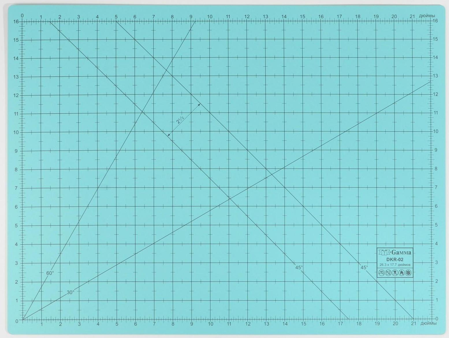 Мат для резки, двусторонний, 60 × 45 см, А2, цвет серо-голубой