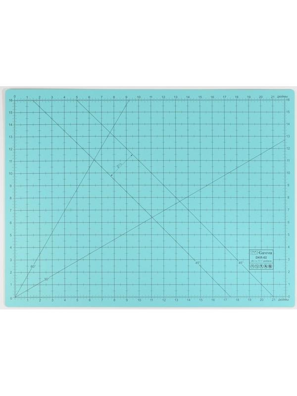 Мат для резки, двусторонний, 60 × 45 см, А2, цвет серо-голубой