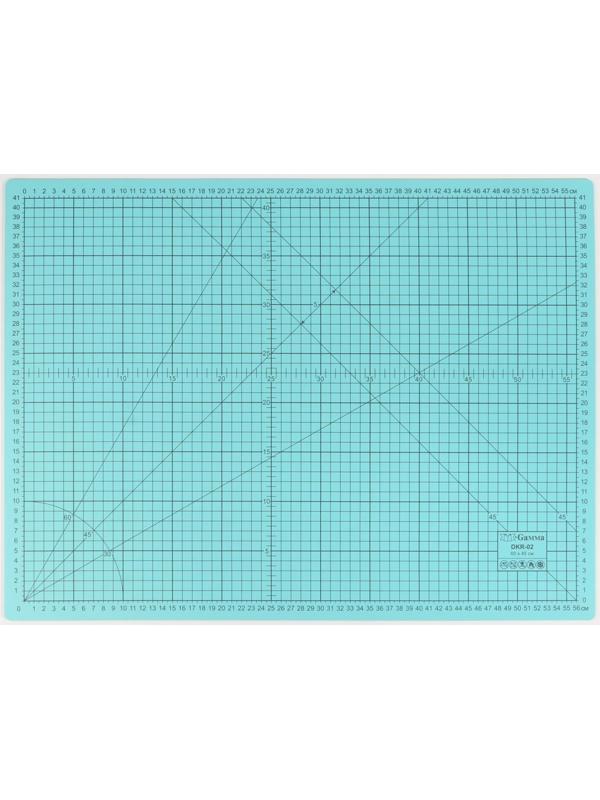 Мат для резки, двусторонний, 60 × 45 см, А2, цвет серо-голубой