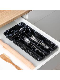 Лоток для столовых приборов 4 отделения 36х20х5 см 