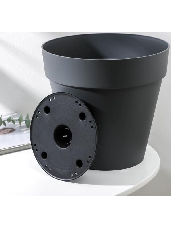 Кашпо для цветов со вставкой Tarragon, 7 л, d=25 см, h=23 см, цвет серый