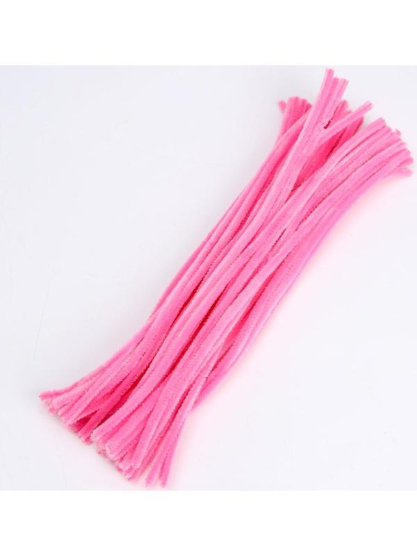 Проволока с ворсом для поделок и декора набор 50 шт., размер 1 шт. 30 × 0,6 см, цвет розовый