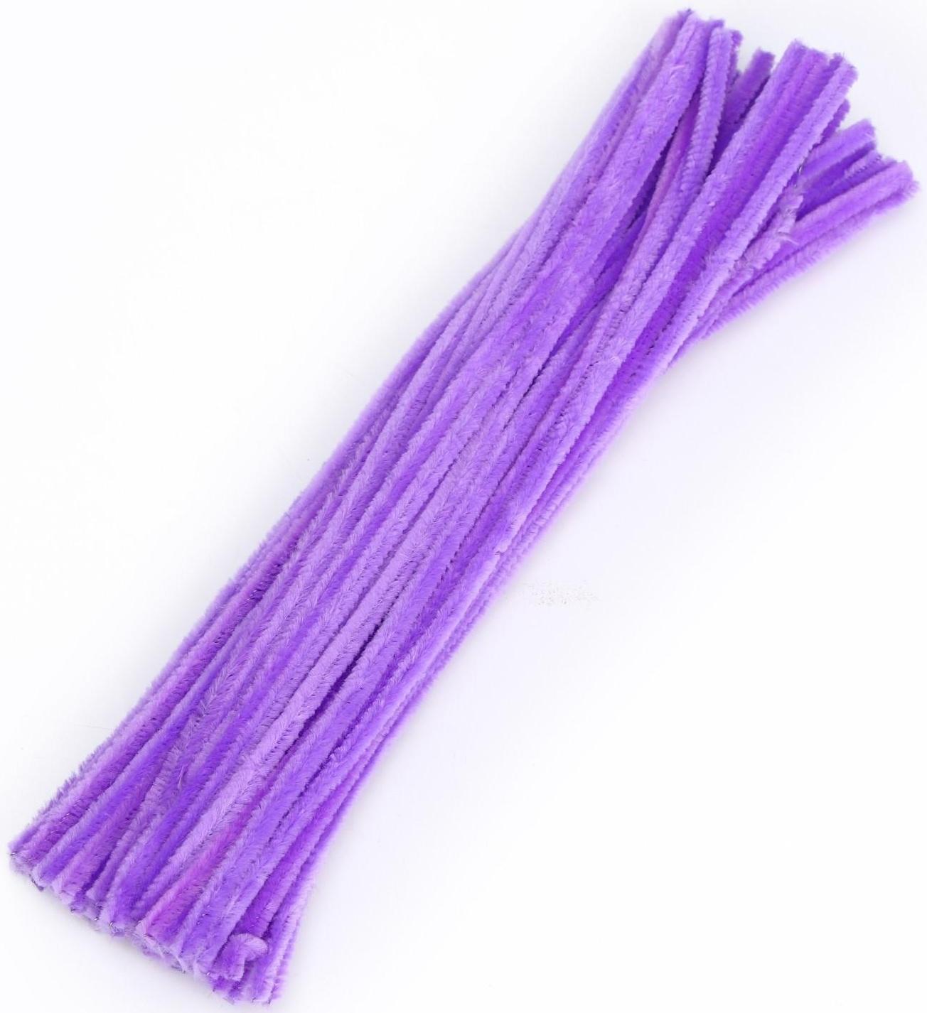Проволока с ворсом для поделок и декора набор 50 шт., размер 1 шт. 30 × 0,6 см, цвет сиреневый