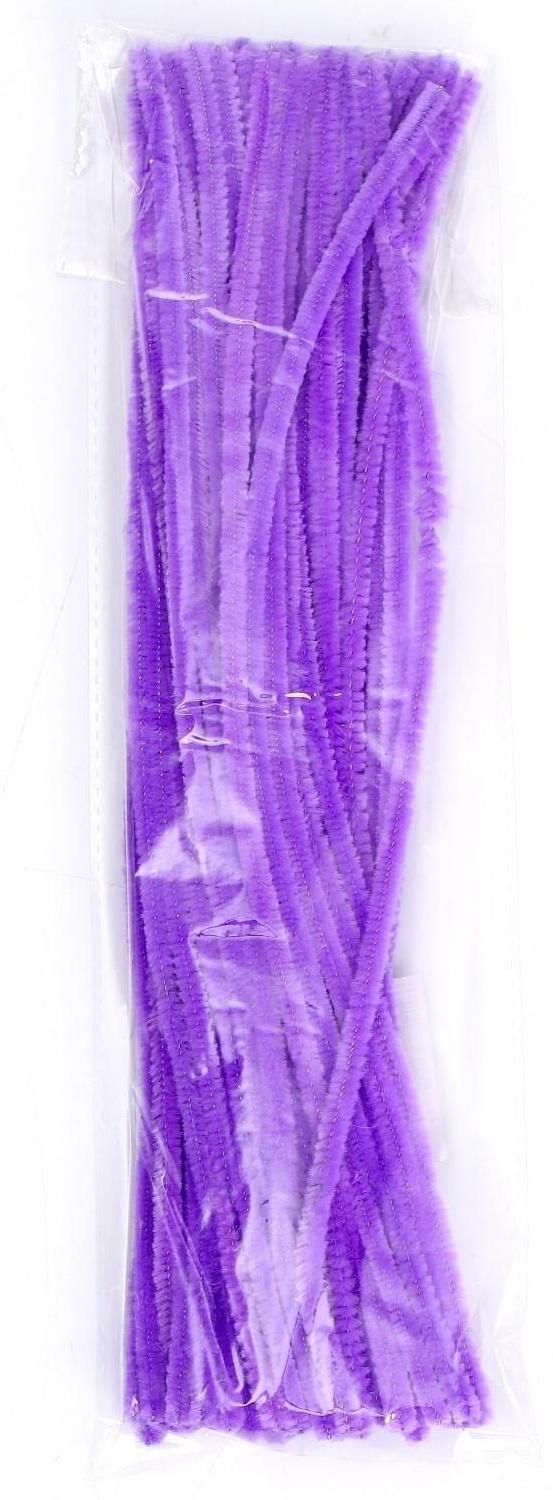 Проволока с ворсом для поделок и декора набор 50 шт., размер 1 шт. 30 × 0,6 см, цвет сиреневый