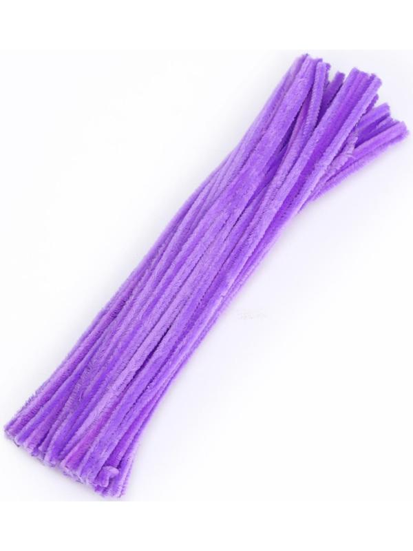 Проволока с ворсом для поделок и декора набор 50 шт., размер 1 шт. 30 × 0,6 см, цвет сиреневый