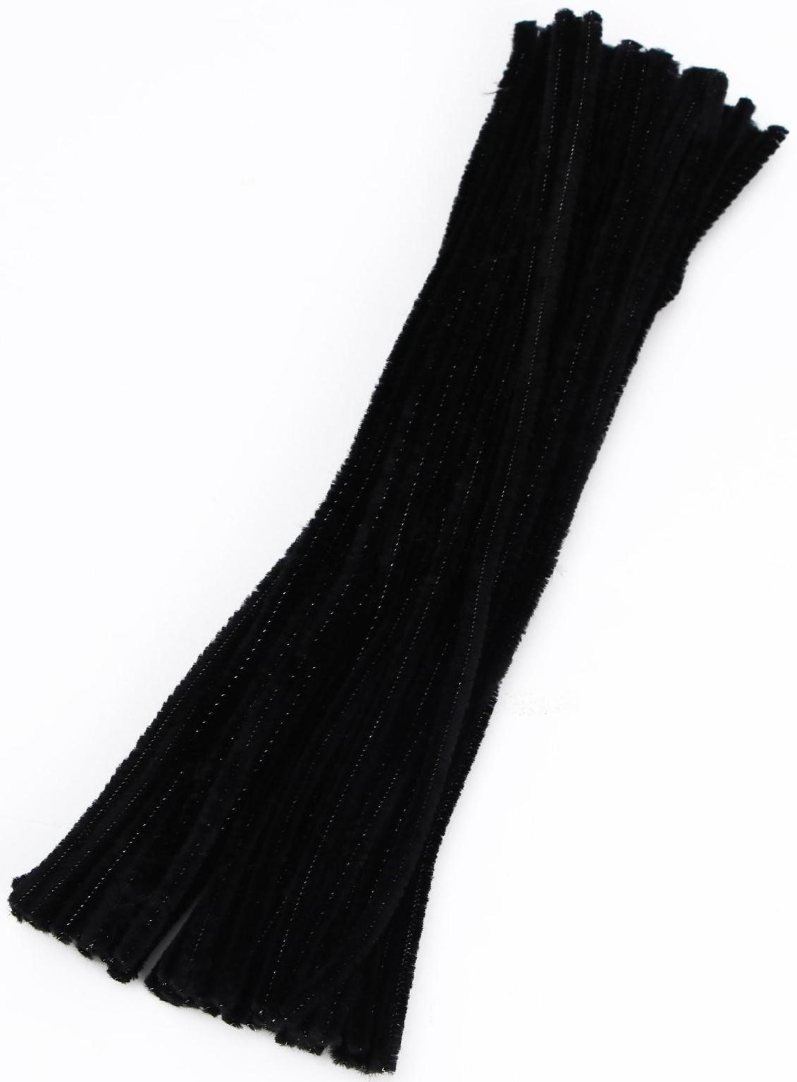 Проволока с ворсом для поделок и декора набор 50 шт., размер 1 шт. 30 × 0,6 см, цвет чёрный