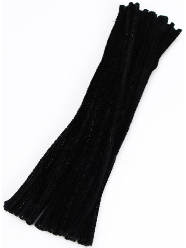 Проволока с ворсом для поделок и декора набор 50 шт., размер 1 шт. 30 × 0,6 см, цвет чёрный