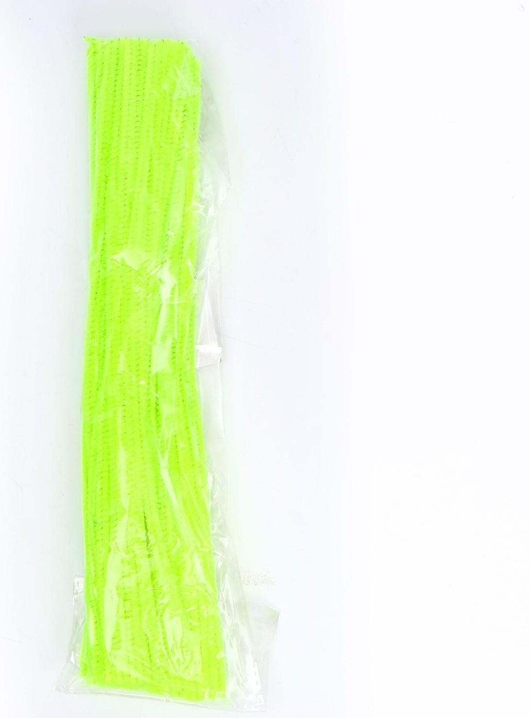 Проволока с ворсом для поделок и декора набор 50 шт., размер 1 шт. 30 × 0,6 см, цвет зелёный неон