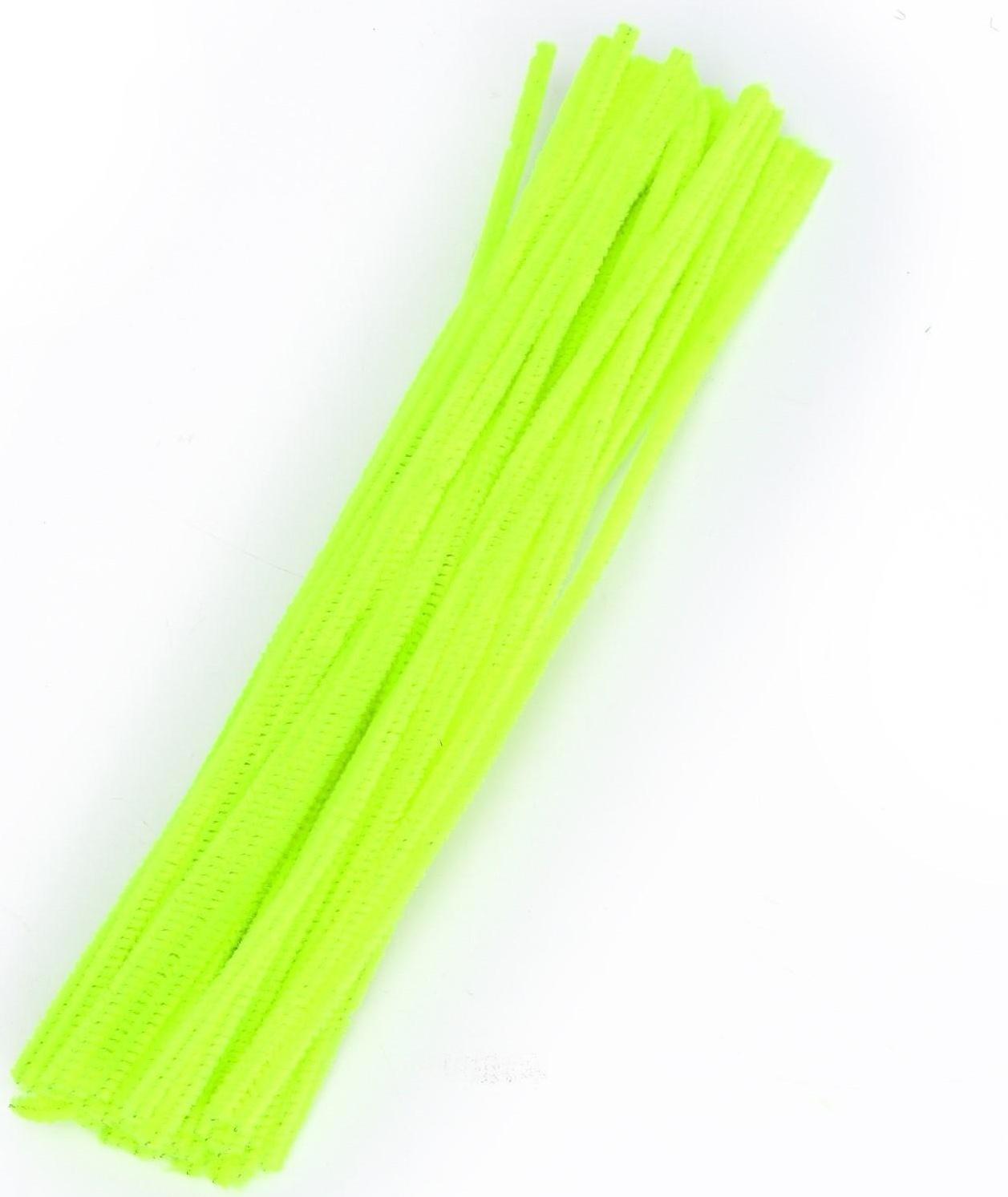 Проволока с ворсом для поделок и декора набор 50 шт., размер 1 шт. 30 × 0,6 см, цвет зелёный неон