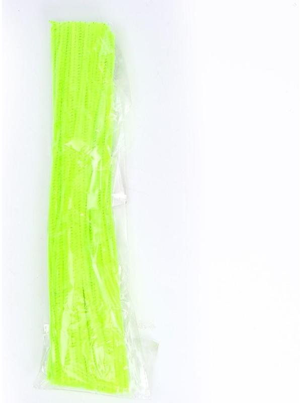 Проволока с ворсом для поделок и декора набор 50 шт., размер 1 шт. 30 × 0,6 см, цвет зелёный неон