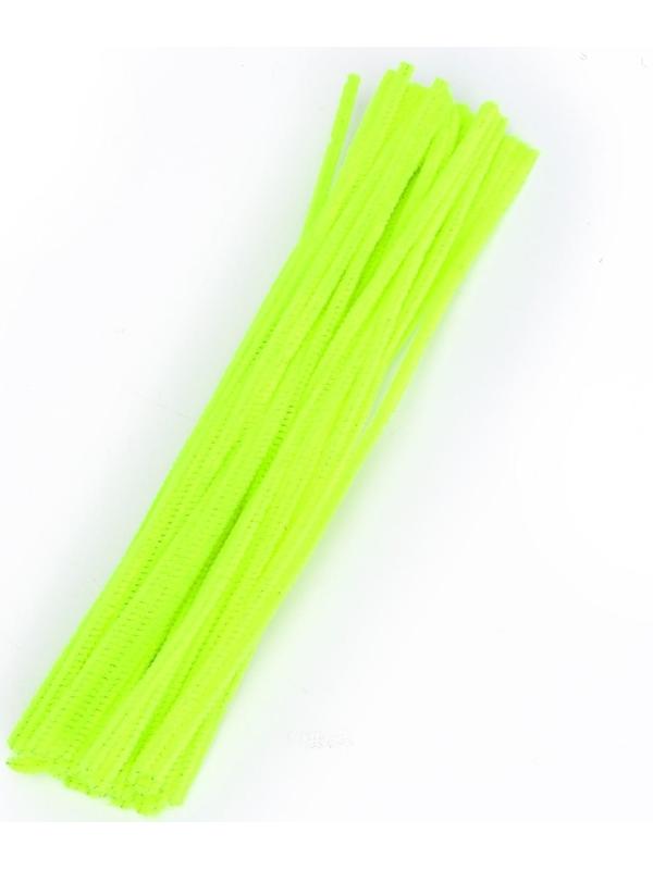 Проволока с ворсом для поделок и декора набор 50 шт., размер 1 шт. 30 × 0,6 см, цвет зелёный неон