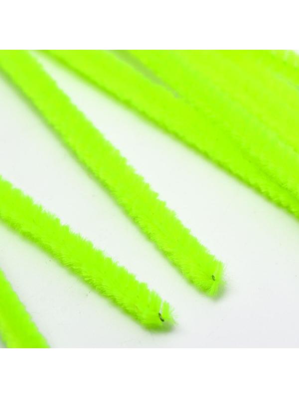 Проволока с ворсом для поделок и декора набор 50 шт., размер 1 шт. 30 × 0,6 см, цвет зелёный неон