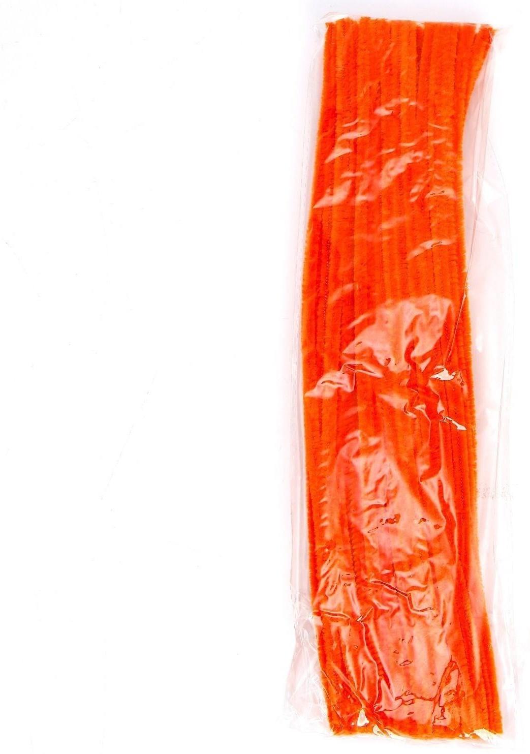 Проволока с ворсом для поделок и декора набор 50 шт., размер 1 шт. 30 × 0,6 см, цвет оранжевый