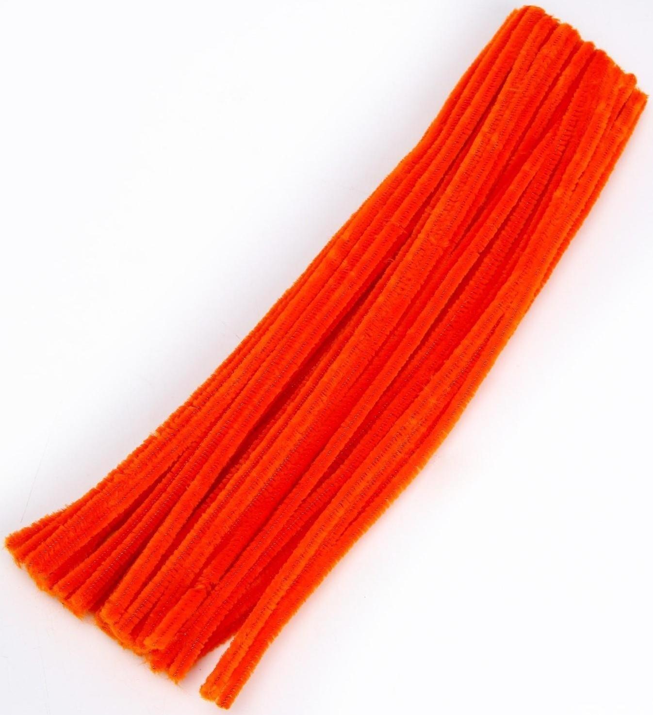 Проволока с ворсом для поделок и декора набор 50 шт., размер 1 шт. 30 × 0,6 см, цвет оранжевый