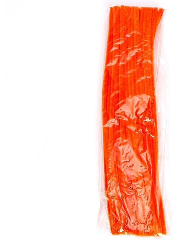 Проволока с ворсом для поделок и декора набор 50 шт., размер 1 шт. 30 × 0,6 см, цвет оранжевый