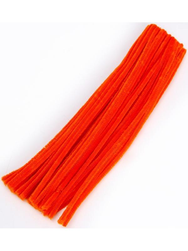 Проволока с ворсом для поделок и декора набор 50 шт., размер 1 шт. 30 × 0,6 см, цвет оранжевый