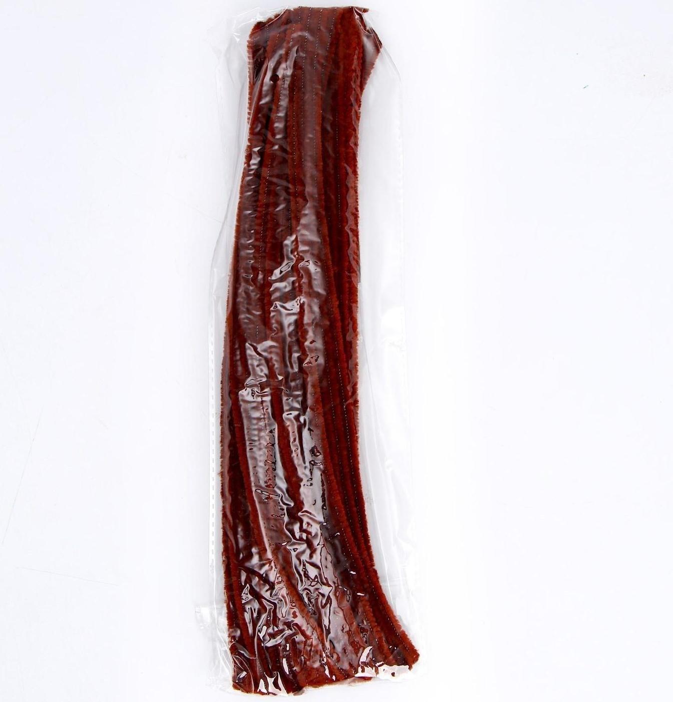 Проволока с ворсом для поделок и декора набор 50 шт., размер 1 шт. 30 × 0,6 см, цвет коричневый