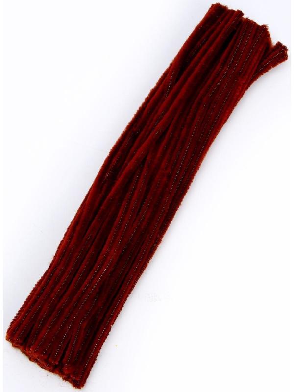 Проволока с ворсом для поделок и декора набор 50 шт., размер 1 шт. 30 × 0,6 см, цвет коричневый