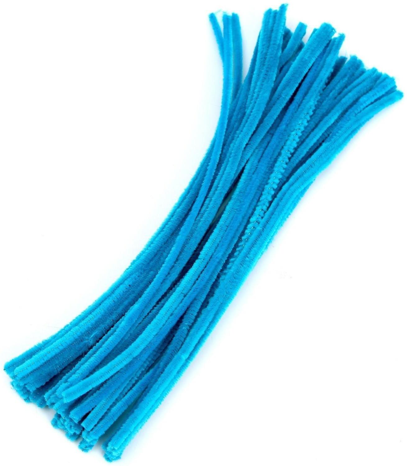 Проволока с ворсом для поделок и декора набор 50 шт., размер 1 шт. 30 × 0,6 см, цвет бирюзовый