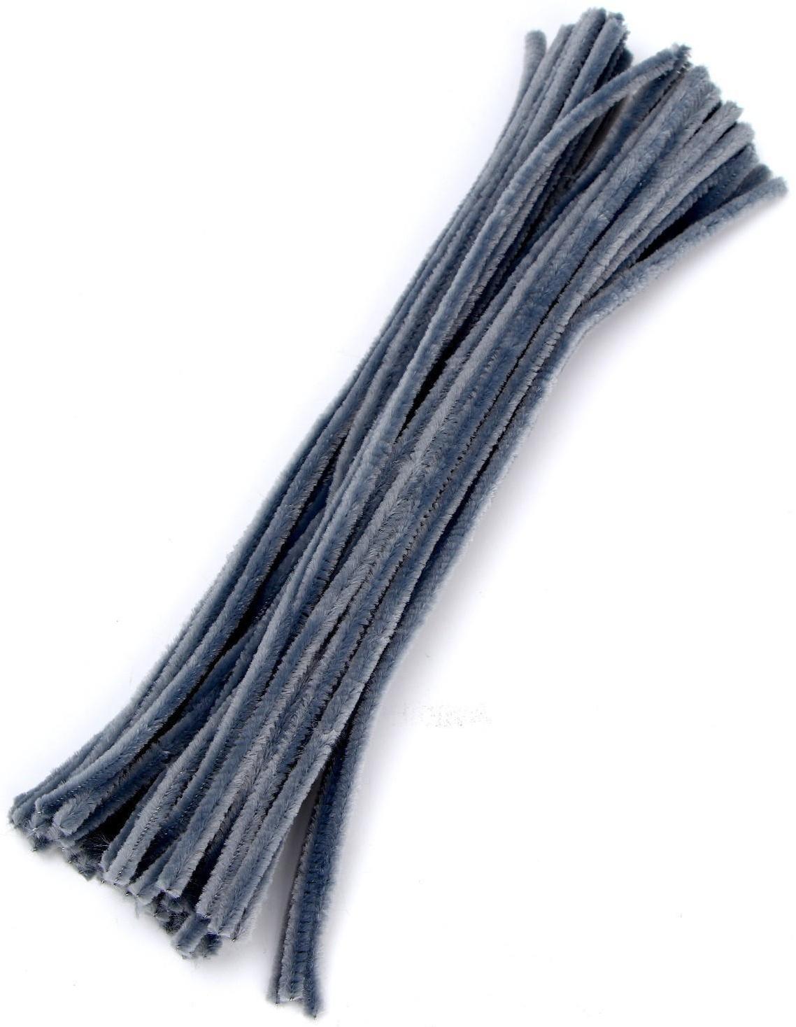 Проволока с ворсом для поделок и декора набор 50 шт., размер 1 шт. 30 × 0,6 см, цвет серый