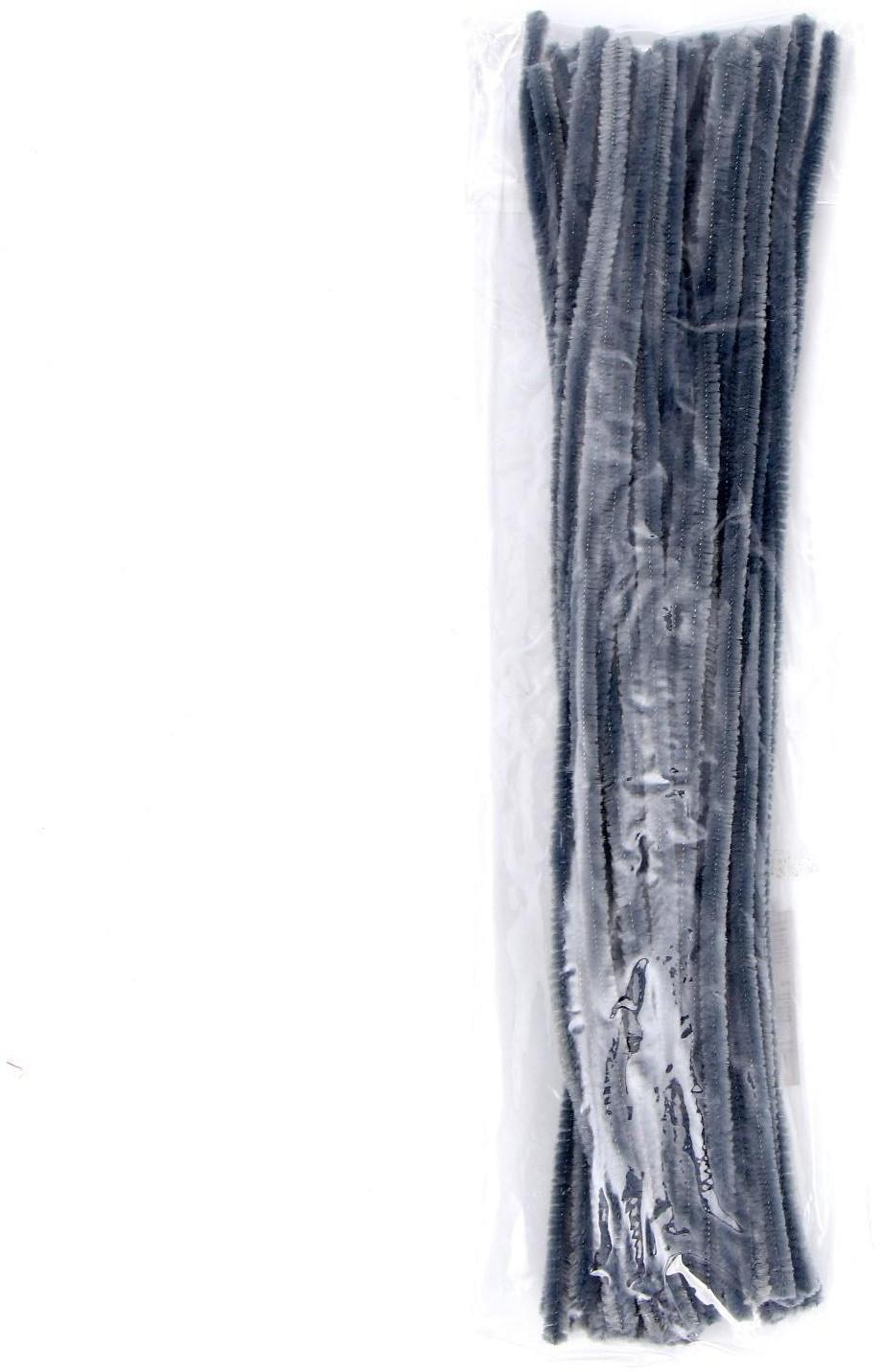 Проволока с ворсом для поделок и декора набор 50 шт., размер 1 шт. 30 × 0,6 см, цвет серый