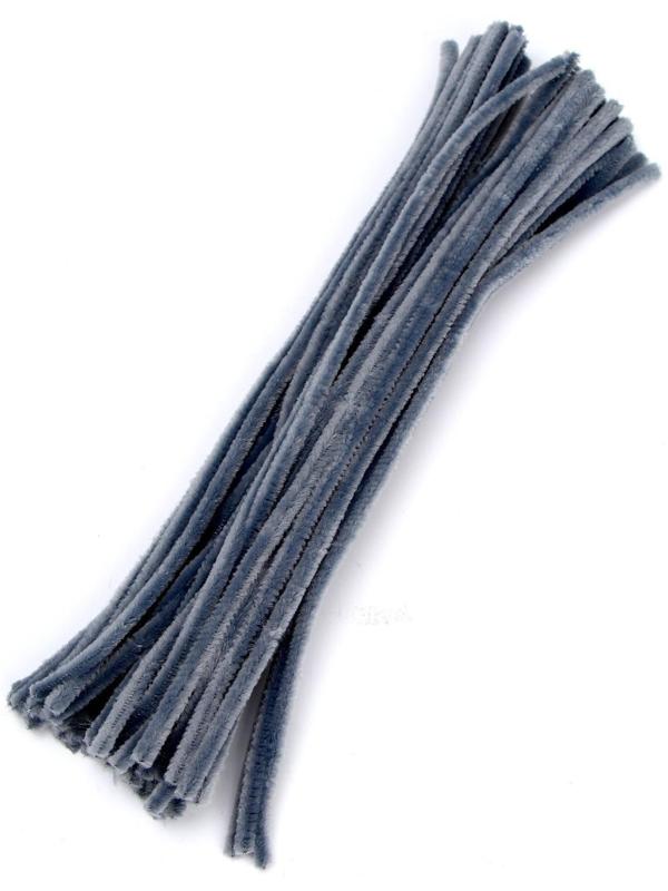 Проволока с ворсом для поделок и декора набор 50 шт., размер 1 шт. 30 × 0,6 см, цвет серый