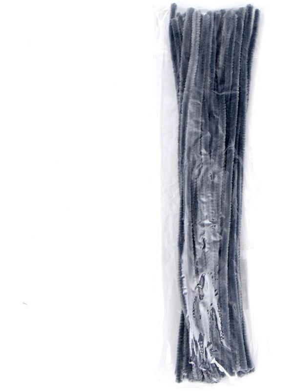 Проволока с ворсом для поделок и декора набор 50 шт., размер 1 шт. 30 × 0,6 см, цвет серый