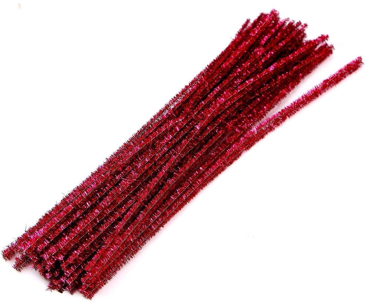 Проволока с ворсом для поделок «Блеск», набор 50 шт., размер 1 шт. 30 × 0,6 см, цвет розовый