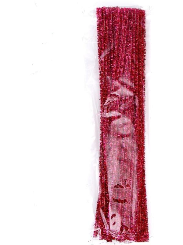 Проволока с ворсом для поделок «Блеск», набор 50 шт., размер 1 шт. 30 × 0,6 см, цвет розовый