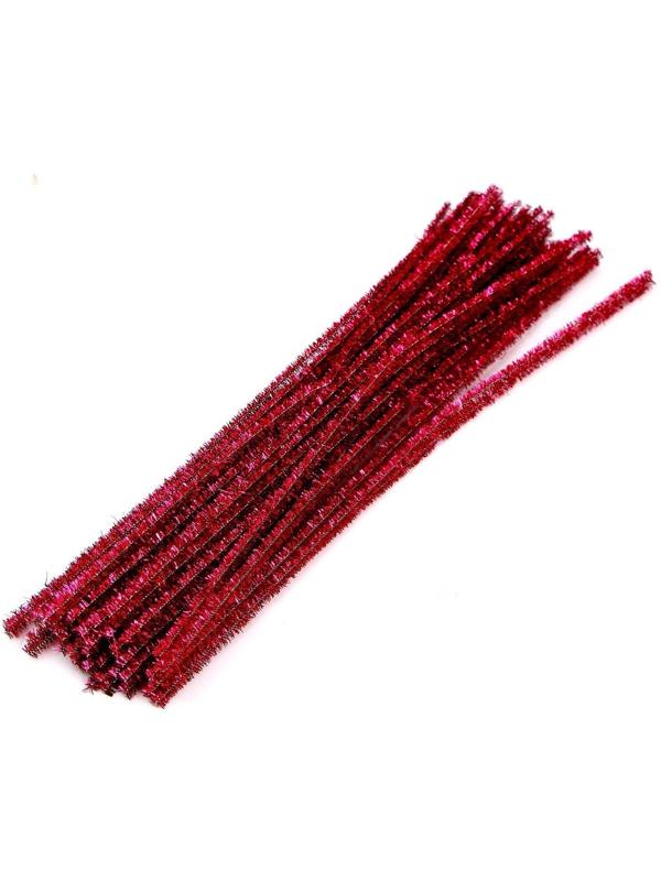 Проволока с ворсом для поделок «Блеск», набор 50 шт., размер 1 шт. 30 × 0,6 см, цвет розовый