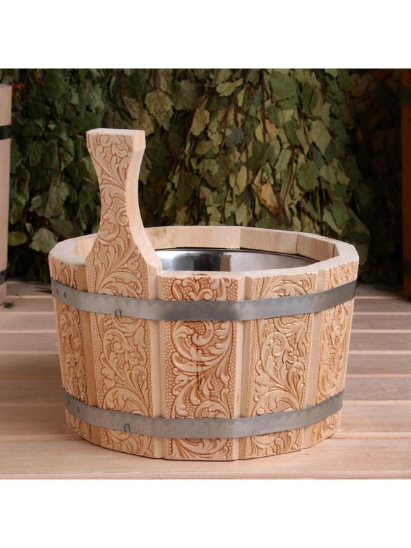 Шайка- ушат из липы, 3 л, нержавеющая вставка, 