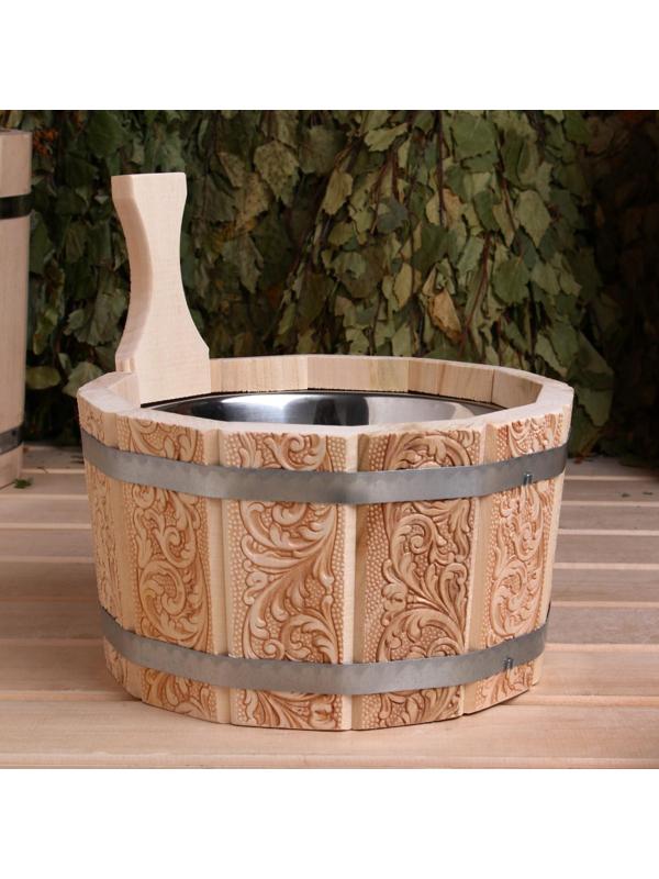 Шайка- ушат из липы, 3 л, нержавеющая вставка, 