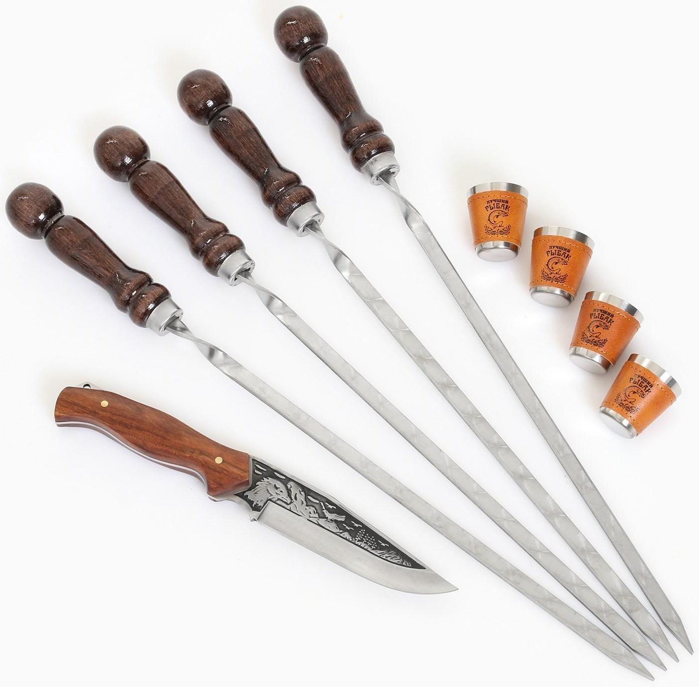 Набор шампуров в коробке из эко-кожи 